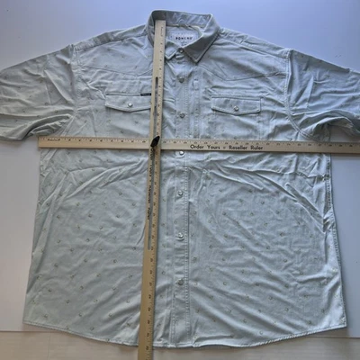 Poncho Pearl Snap Western Shirt Mens XXL Light Blue The Bonito Rose Print Vented - Image 1 of 4
