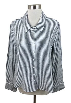 Camisa Reformation Negra Blanca Rayas 100% Lino Botón Frontal Talla Pequeña Cápsula Foto 1 de 4