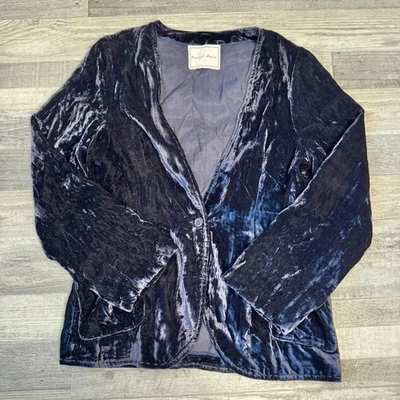 Blazer para mujer Anthropologie Beautiful Stories de terciopelo azul púrpura talla grande P34 Foto 1 de 4
