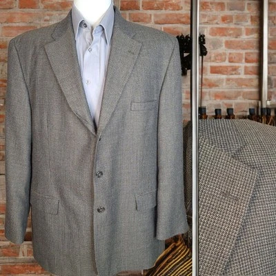 Chaqueta Abrigo Deportivo Haggar Para Hombre 48R Marrón Cuadros 3 Botones Mezcla Lana Foto 1 de 4