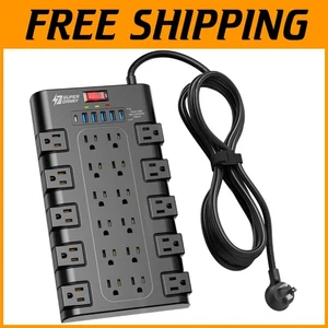 Extension Cord 10 Ft, Power Strip Surge Protector - Picture 1 of 10