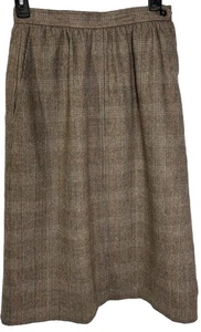 Vintage Evan Picone 10 Brown & Gray A-line Wool Blend Tweed Skirt - Picture 1 of 5