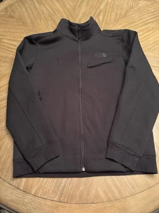 North Face Jacket Mens Large Black Logo Full Zip - Unlined - Flower Center Logo - Picture 1 of 11