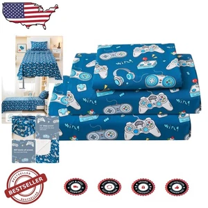 Breathable Microfiber Twin Sheet Set 3PC Kids Game Controller Silky Soft Comfort - Picture 1 of 9