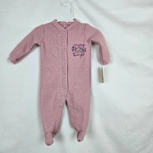 Chick Pea Mädchen rosa Fuß bestickt Druckknopfverschluss gesteppt Einteiler 3-6M NEU - Bild 1 von 5