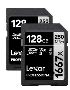 128GB (2-Pack) Professional 1667x SD Card, UHS-II, C10, U3, V60, Full HD, 4K,... - Picture 1 of 8