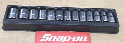 Snap On 313TWMYA  - 1/2" Drive 13 Pc Metric Shallow 6Pt Chrome Socket Set Nice - Image 1 of 4