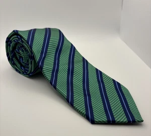 PNK Woven in England grün und blau gestreifte Krawatte - Bild 1 von 4