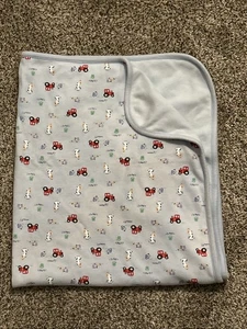 VTG? Child Of Mine Blue Farm Tractor Horse/Cow Dog Chicken Frog Baby Blanket - Picture 1 of 5