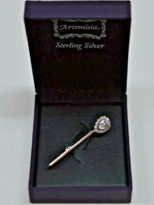 Artemisia .925 Sterling Silver Cubic Zirconia Brooch 1.75" - Picture 1 of 4