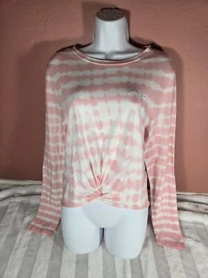 VICTORIAS SECRET PINK GIRLFRIEND TWIST FRONT LONG SLEEVE TEE T-SHIRT Size M NWT - Image 1 of 4