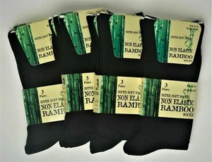 3 Pairs Mens Non Elastic Ribbed Diabetic Bamboo Super Soft Loose Top Socks  - Picture 1 of 8