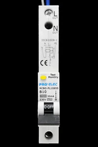 PRO-ELEC 10 AMP CURVE B 6kA 30mA RCBO TYPE AC RCBO-PL10655 - Picture 1 of 7