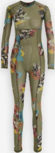 IVY PARK X ADIDAS - Women's Khaki Floral Stretch Mesh Designer Jumpsuit - S BNWT - Picture 1 of 12