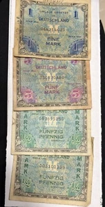 Germany  "Allied Military Currency 1944 .5 1 5 Mark Allierte Militarbehorde LOT - Picture 1 of 9