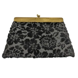 Vintage Floral Velvet and Brass Clutch - Picture 1 of 7