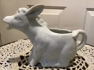 Vintage White Porcelain Donkey Creamer 4” Tall 5 3/4” Length Succulent Planter - Picture 1 of 7