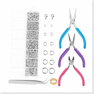 Complete Jewelry Making Kit with 1520Pcs Silver Jump Rings and 3Pcs Jewelry Plie - Picture 1 of 7