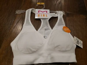 Girls White Performance Sports Bra Padded Size Medium Or 32 Maidenform New - Picture 1 of 3