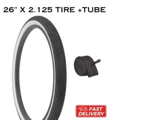 Beach Cruiser 26" x 2.125 Bicycle White Wall Tire + Inner Tube DURO Brick Thead - Picture 1 of 1