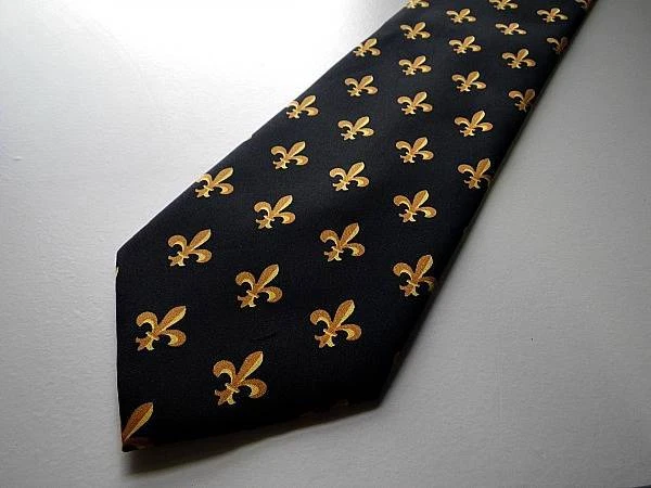 ROMARIO MANZINI MICROFIBRA ORO Y NEGRO FLOR DE LIS CORBATA HOMBRE 58" X 3.75" Foto 1 de 1