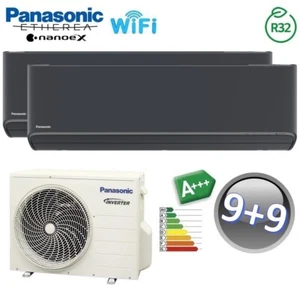 Climatizzatore dual split ETHEREA GRIGIO GRAFITE Panasonic 9000+9000 btu A+++ WI - Imagen 1 de 3