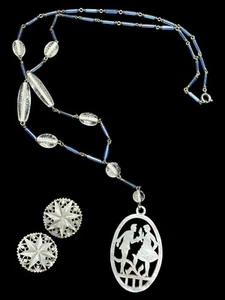 Nachlass Art Deco Halskette & Ohrringe Kristallperlen, Böhmisches Glas, Perlmutt - Bild 1 von 15