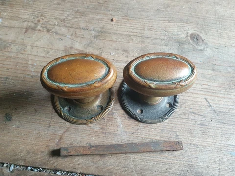 One pair old/vintage metal door handles Cover