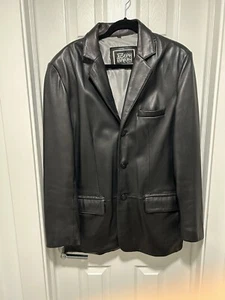 Black Lamb Skin Leather 3 Button Blazer Joseph Barry By Adler 40R - Picture 1 of 7