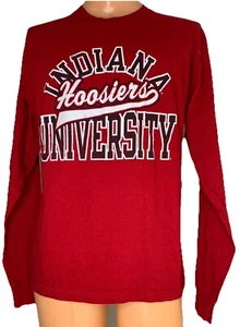 Indiana University Hoosiers T Shirt Large Red Distressed Long Sleeve Basketball - Picture 1 of 6