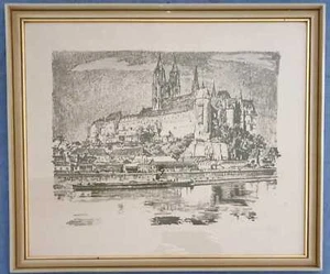 Meißen - Albrechtsburg von der Elbe - Max Schnabel Leipzig - Lithografie 1967  - Bild 1 von 6