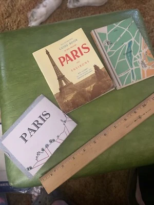 MAPAS PICTÓRICOS DOBRÁVEIS VINTAGE DOS ANOS 1950 ATRAÇÕES DE PARIS E FRANÇA MARCOS - Imagem 1 de 4