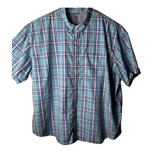 IZOD Saltwater Short Sleeve Plaid Multicolor relaxed Classics Size 4XL - Picture 1 of 5
