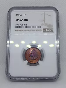 1904 Indian Head Cent NGC MS65RB Type Coin Beautifully Rainbow Toned Penny - Picture 1 of 4
