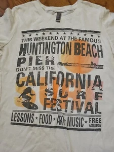 Huntington Beach Surf Festival Next Level Lg Women's Short Sleeve Tshirt C Pics - Picture 1 of 5