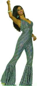 Boogie Dancing Babe 70's Disco Fever Halter Fancy Dress Halloween Adult Costume - Picture 1 of 4
