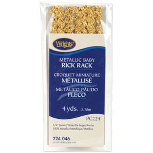 Wrights Baby Metallic Rickrack .25"X4yd-Gold (Pack of 3) - Picture 1 of 1