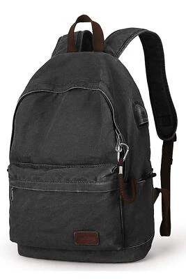 Canvas Rucksack Leichter Anti-Diebstahl-Reise-Rucksack mit USB-Ladeanschluss ... - Bild 1 von 4