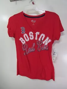 New Womens 4Her By Carl Banks Boston Red Sox T Shirt Size L Short Sleeve V Neck - Picture 1 of 3