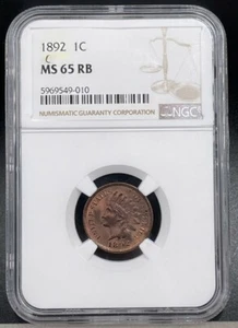 1892 INDIAN CENT 1C NGC MS 65 RB D162 - Picture 1 of 5