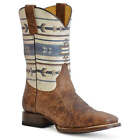 Mens Roper Cowboy Aztek Hybrid Sole Leather Boots Handcrafted Tan