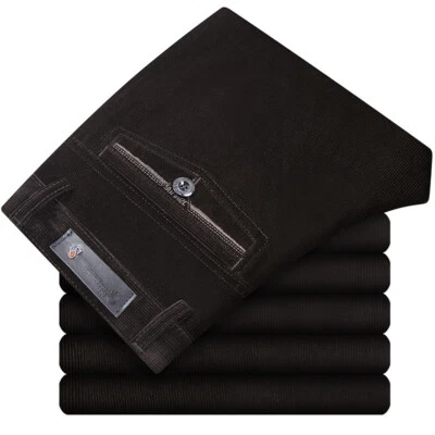 Pantalones Holgados De Pana Para Hombres De Mediana Edad Moda Casuales Negocios - Image 1 of 4