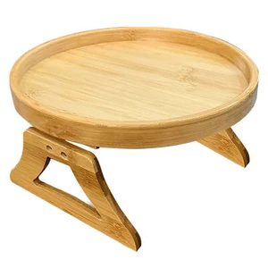 Clip On Tray Sofa Arm Table for Wide Couch Coffee Drink Snacks Holder Foldable - Picture 1 of 9