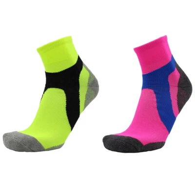 2 Pairs Pro Womens Mens Running Jogging Sports Ankle Socks Fitness Green Pink - Image 1 of 4