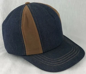 Denim Trucker Hat Cap Blue Ear Flaps All Foam Suede Winter Vintage - Picture 1 of 12
