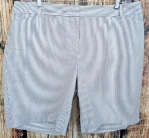 Talbots Perfect Shorts Womens Plus 18W Gray Stripe Mid Rise Pockets Stretch - Picture 1 of 9