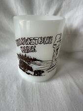 Vintage 1967 Anchor Hocking Milk Glass Yellowstone Park Old Faithful Mug