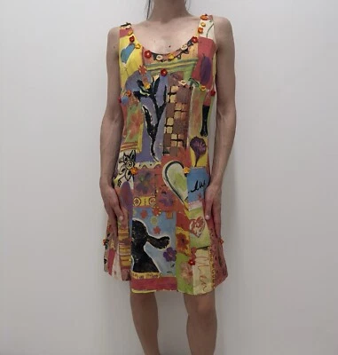 Vestido Vintage Moschino Cheap & Chick Flores Multicoloridas Tamanho IT 44 US10 UK12 - Imagem 1 de 4