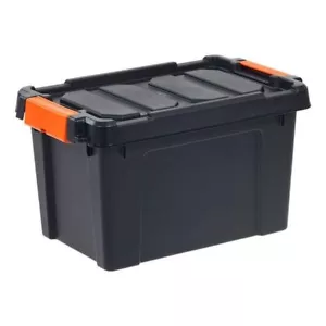 20 Qt. Heavy Duty Black Plastic Storage Box - Durable Storage Solution - Picture 1 of 7