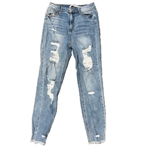 Tinseltown Women's Junior Size 9 Blue Skinny Distressed Medium Wash Stretch Jean - Picture 1 of 6